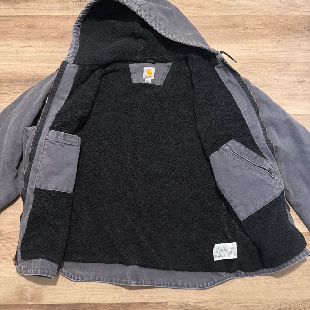 Carhartt J141 Sherpa Lined Jacket Men’s XL GVL Gray Detriot Duck Canvas - Picture 4 of 11